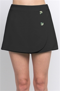 S39-1-1-LT-6827PD-BK - LAP SKORT WITH ELASTIC WAISTBAND- BLACK 2-2-2