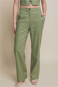 S39-1-1-LT-6838PM-LTOV - LINEN FULL LENGTH TWILL PANTS- LT. OLIVE 2-2-2