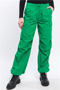 S39-1-1-LT-6866PN-DGN - LOOSE FIT PARACHUTE CARGO PANTS- D. GREEN 2-2-2