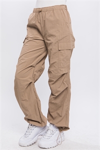 S39-1-1-LT-6866PN-KHK - LOOSE FIT PARACHUTE CARGO PANTS- KHAKI 2-2-2