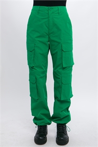 S39-1-1-LT-6870PN-GN - CARGO PANTS WITH BUTTON CLOSURE & MULTIPLE POCKETS- GREEN 2-2-2