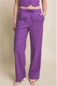 S39-1-1-LT-6875PN-VIO - LINEN DRAWSTRING WAIST LONG PANTS WITH POCKETS- VIOLET 2-2-2