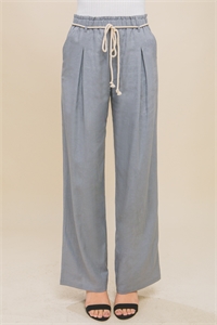 S39-1-1-LT-6880PN-GY - LINEN FULL-LENGTH PANTS WITH ROPE BELT- GREY 2-2-2