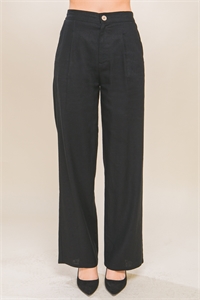 S39-1-1-LT-6881PH-BK - LINEN FRONT CREASED PANTS- BLACK 2-2-2