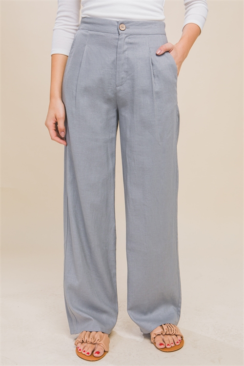 S39-1-1-LT-6881PH-GY - LINEN FRONT CREASED PANTS- GREY 2-2-2