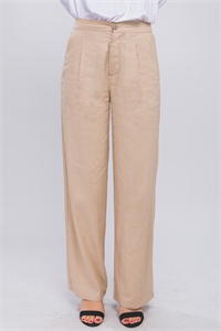 S39-1-1-LT-6881PH-KHK - LINEN FRONT CREASED PANTS- KHAKI 2-2-2