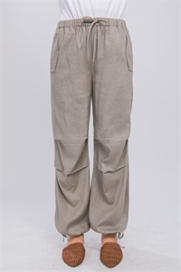 S39-1-1-LT-6885PN-GYSTN - LINEN DRAWSTRING WAIST LONG PANTS- GREYSTONE 2-2-2