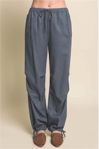 S39-1-1-LT-6885PN-SLT - LINEN DRAWSTRING WAIST LONG PANTS- SLATE 2-2-2