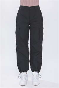 S39-1-1-LT-6889PH-BK - CARGO PANTS WITH ELASTIC WAIST BAND- BLACK 2-2-2