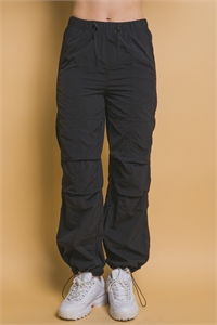 S39-1-1-LT-6923PN-BK - PARACHUTE PANTS WITH ELASTIC WAIST- BLACK 2-2-2