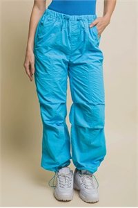 S39-1-1-LT-6923PN-BL - PARACHUTE PANTS WITH ELASTIC WAIST- BLUE 2-2-2