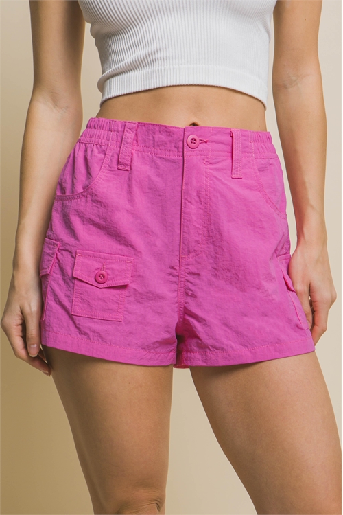 S39-1-1-LT-6933PH-HPK - CARGO SHORTS WITH ELASTIC WAIST- H. PINK 2-2-2