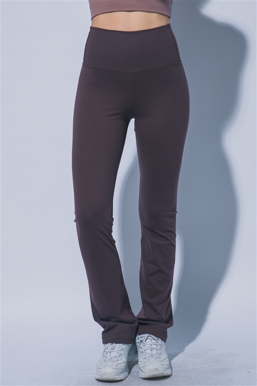 S39-1-1-LT-6941PN-CHC - HIGH WAIST FLARE LEGGINGS- CHOCO 2-2-2