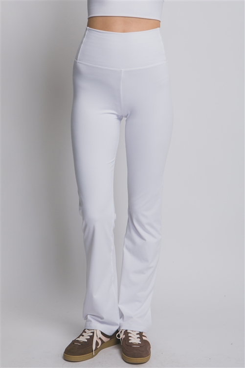 S39-1-1-LT-6941PN-WHT - HIGH WAIST FLARE LEGGINGS- WHITE 2-2-2