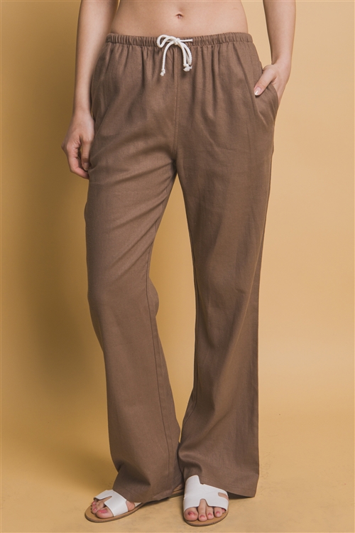 S39-1-1-LT-6944PH-MC - TIE WAIST LINEN PANTS- MOCHA 2-2-2