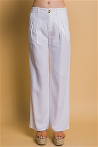 S39-1-1-LT-6983PN-WHT - LINEN PLEATED TROUSERS- WHITE 2-2-2