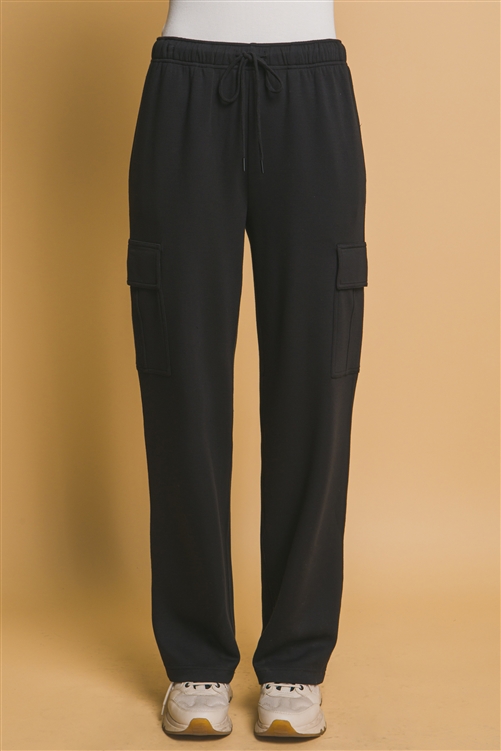 S39-1-1-LT-6992PN-BK - MID- RISE CARGO SWEATPANTS- BLACK 2-2-2