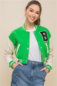 S39-1-1-LT-80055JM-APL - VARSITY JACKET WITH SNAP BUTTON CLOSURE- APPLE 2-2-2