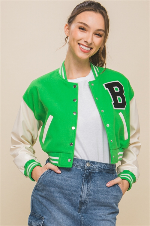 S39-1-1-LT-80055JM-APL - VARSITY JACKET WITH SNAP BUTTON CLOSURE- APPLE 2-2-2