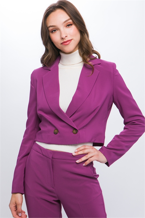 S39-1-1-LT-80083JD-VIO - DOUBLE BREASTED CROPPED BLAZER- VIOLET 2-2-2