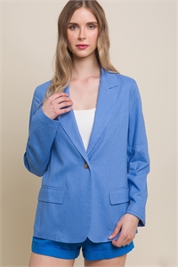 S39-1-1-LT-80089JD-BL - LINEN CLASSIC LOOK FINE BLAZER- BLUE 2-2-2