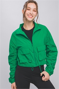 S39-1-1-LT-80208JN-DGN - MID LENGTH WIND BREAKER W/ADJUSTABLE WAIST- D. GREEN 2-2-2