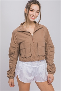 S39-1-1-LT-80208JN-TP - MID LENGTH WIND BREAKER W/ADJUSTABLE WAIST- TAUPE 2-2-2