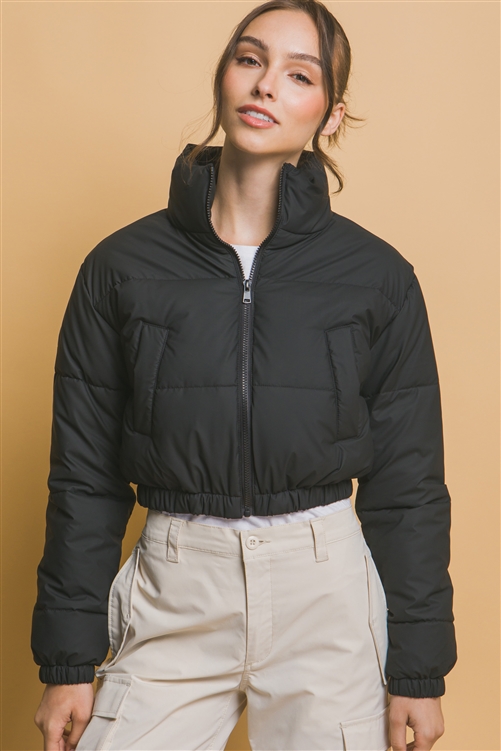 S39-1-1-LT-80280JN-BK - CROPPED PUFFER JACKET WITH POCKETS- BLACK 2-2-2