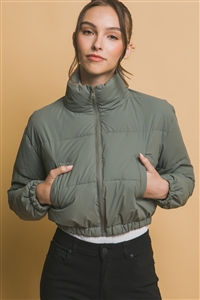 S39-1-1-LT-80280JN-OV - CROPPED PUFFER JACKET WITH POCKETS- OLIVE 2-2-2