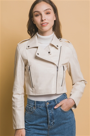 S39-1-1-LT-80286JH-ATIV - CROPPED FAUX LEATHER ZIP FRONT MOTO JACKET- AT. IVORY 2-2-2