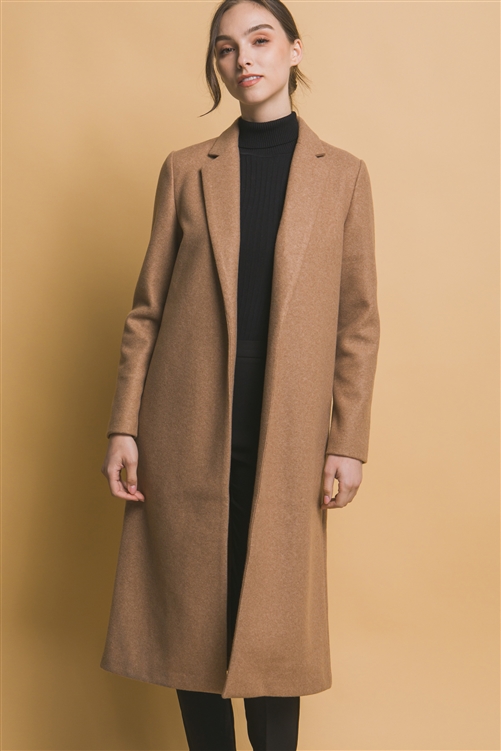 S39-1-1-LT-80289JN-CML - JQ FLEECE LONG LINE COAT- CAMEL 2-2-2