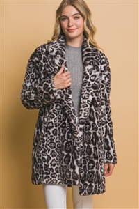 S39-1-1-LT-80300JN-BK - ANIMAL PRINT FUR COAT- BLACK 2-2-2