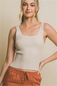 S39-1-1-LT-90115WH-CRM - SLEEVELESS SQUARE NECK TOP- CREAM 2-2-2