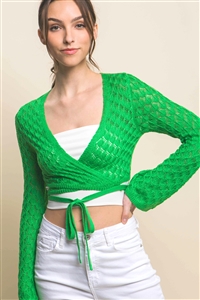 S39-1-1-LT-90129WH-APL - CROPPED WRAP AROUND TIES TOP- APPLE 2-2-2