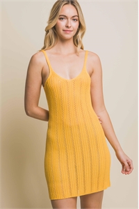 S39-1-1-LT-90130WH-MNG - SPAGHETTI KNIT MINI DRESS- MANGO 2-2-2