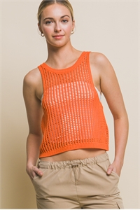 S39-1-1-LT-90134WH-OR - SLEEVELESS MESH VEST TANK TOP- ORANGE 2-2-2