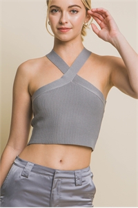 S39-1-1-LT-90154WH-GYSTN - CRISS CROSS TANK TOP- GREYSTONE 2-2-2