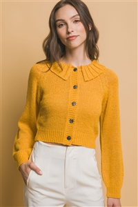 S39-1-1-LT-90188WJ-MLW - SHORT COLLARD SWEATER- MELLOW 2-2-2