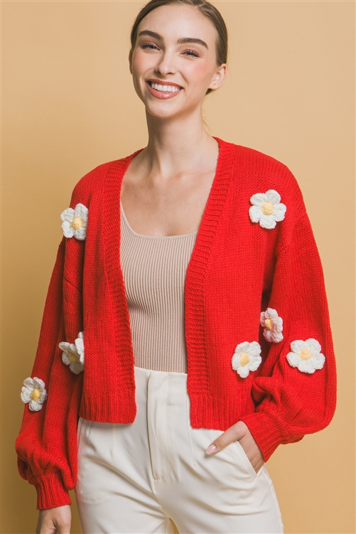 S39-1-1-LT-90230WJ-SCT - FLORAL CARDIGAN- SCARLET 2-2-2