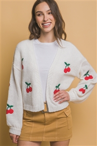 S39-1-1-LT-90231WJ-OFW - CHERRIES CARDIGAN- OFF WHITE 2-2-2