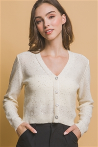 S39-1-1-LT-90232WJ-IV - SEMI CROPPED CARDIGAN SWEATER- IVORY 2-2-2