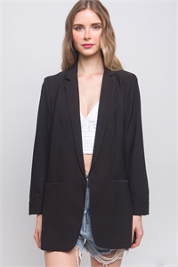 S39-1-1-LT-J8225-BK - WOVEN SOLID VERTIGO BLAZER- BLACK 2-2-2