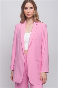 S39-1-1-LT-J8225-PK - WOVEN SOLID VERTIGO BLAZER- PINK 2-2-2