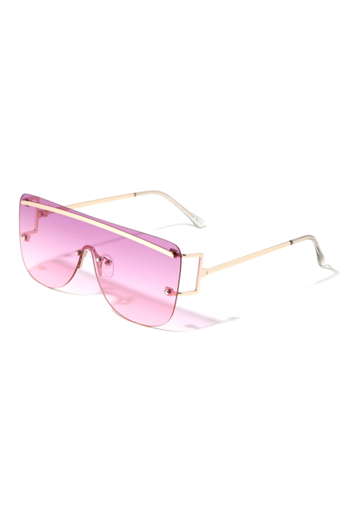 A3-1-5-M10735 - ONE PIECE SHIELD PINK TINTED FASHION SUNGLASSES /12PCS