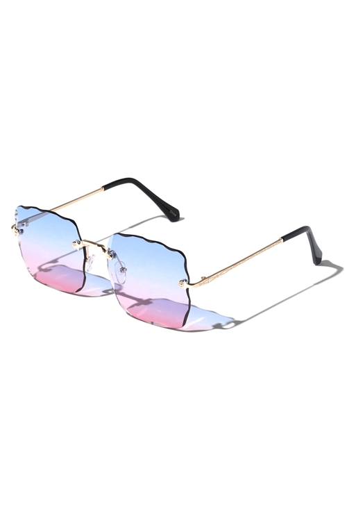 A3-2-2-M10743- FRAMELESS WAVED CUT FASHION SUNGLASSES /12PCS