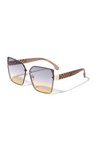 S22-1-5-M10875 - SQUARE CLASSIC TINTED TEXTURED FASHION SUNGLASSES/1PC