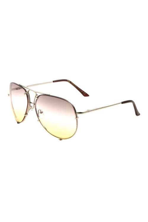 S17-5-5-M3663-TOC - RIMLESS OCEANIC COLOR AVIATORS SPRING HINGE WHOLESALE BULK SUNGLASSES/12PCS