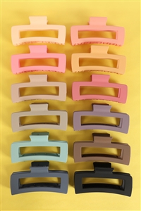 S28-2-3-MA2211 - MATTE RECTANGULAR HAIR CLAW CLIPS HAIR ACCESSORIES-MULTICOLOR/12PCS