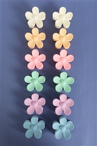 S27-2-1-MA2218-1 - PASTEL DAISY FLOWER HAIR CLAW CLIPS HAIR ACCESSORIES-MULTICOLOR 1/12PCS