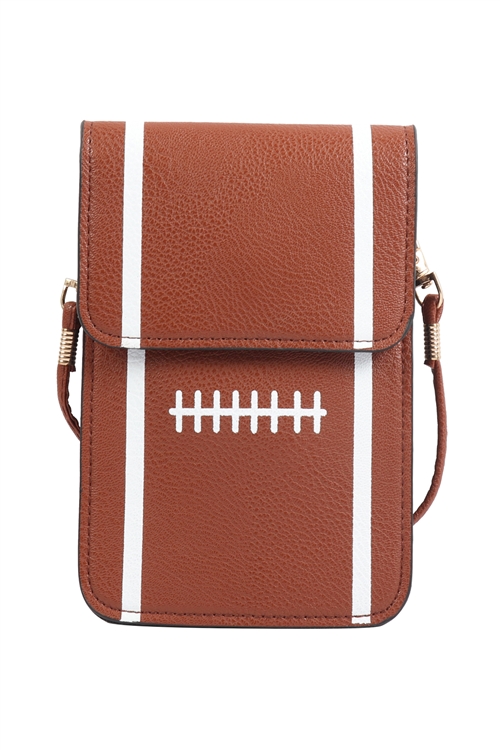 S20-1-3-MI-MB0056 FOOTBALL CELLPHONE CROSSBODY BAG WITH CLEAR WINDOW POUCH/6PCS